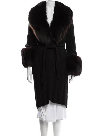 Pre-owned Fur Wool  Coat In Black