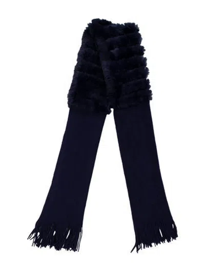 Pre-owned Fur Wool Scarf In Blue