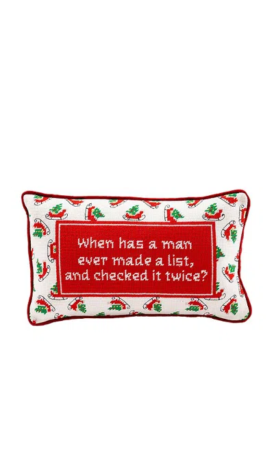 Furbish Studio Check It Twice Needlepoint Pillow In Red