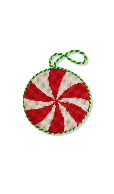 Furbish Studio Peppermint Needlepoint Icon Ornament In Red