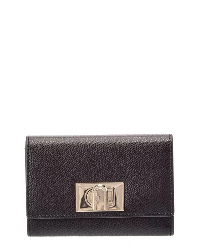 Furla 1927 Medium Leather Compact Wallet In Black
