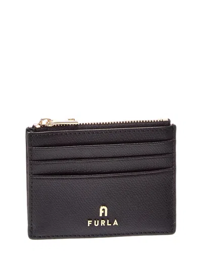 Furla Camelia Small Leather Zipped Card Case In Black