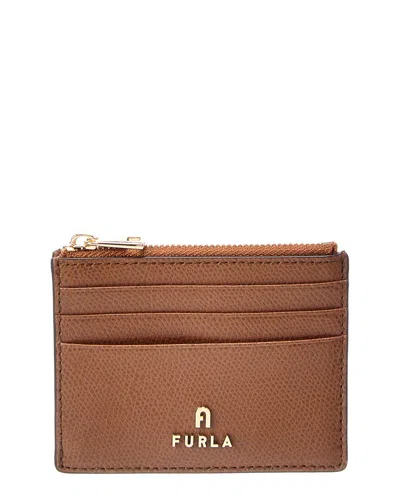 Furla Camelia Small Leather Zipped Card Case In Brown