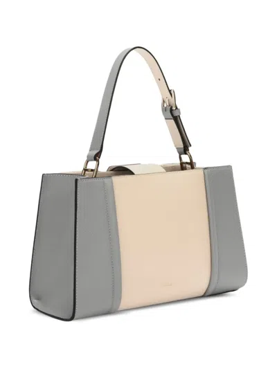 Furla Colour-block Grained-leather Tote Bag In Gray