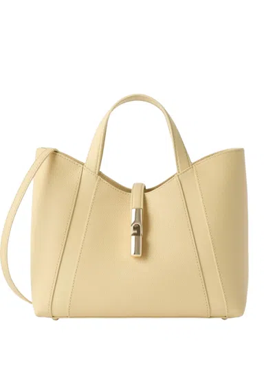 Furla Goccia Grained Leather Tote Bag In Yellow