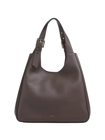 Furla Grained Leather Dora L Tote Bag In Gray