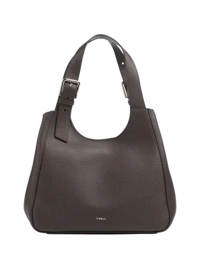 Furla Grained Leather Dora M Tote Bag In Gray