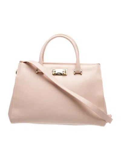 Pre-owned Furla Leather Top Handle Bag In Neutrals/pink