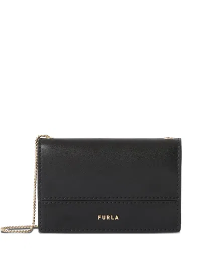 Furla Lia Chain-link Leather Wallet In Black