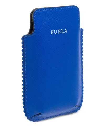 Pre-owned Furla Scallop-trim Phone Case In Blue