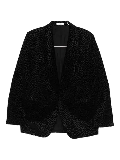 Fursac Pattern Animal Cotton Blazer In Black