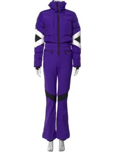Pre-owned Fusalp Colorblock Pattern Mock Neck Ski Suit In Purple