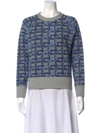 Pre-owned Fusalp Patterned Crew Neck Sweatshirt In Blue