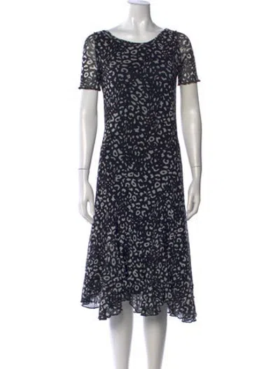 Pre-owned Fuzzi Animal Print Midi Length Dress In Black