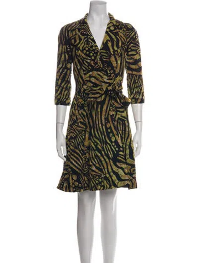 Pre-owned Fuzzi Animal Print Mini Dress In Green
