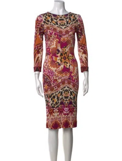 Pre-owned Fuzzi Printed Knee-length Dress In Pink