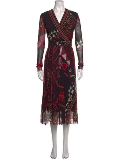 Pre-owned Fuzzi Printed Midi Length Dress In Black