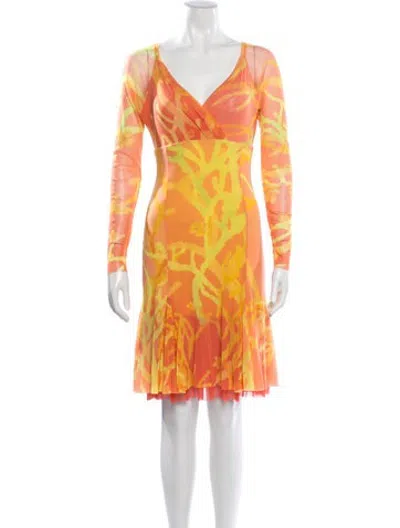 Pre-owned Fuzzi Printed Mini Dress In Orange
