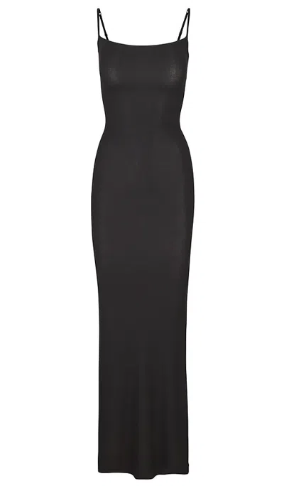 Fwrd Boutique Skims Soft Lounge Long Slip Dress In Black