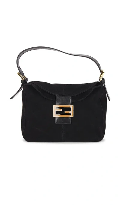 Fwrd Renew Fendi Suede Mama Baguette Shoulder Bag In Black