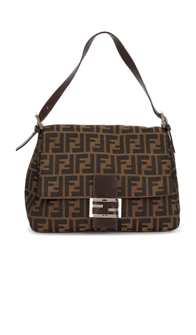 Fwrd Renew Fendi Zucca Mama Forever Baguette Shoulder Bag In Tobacco Brown