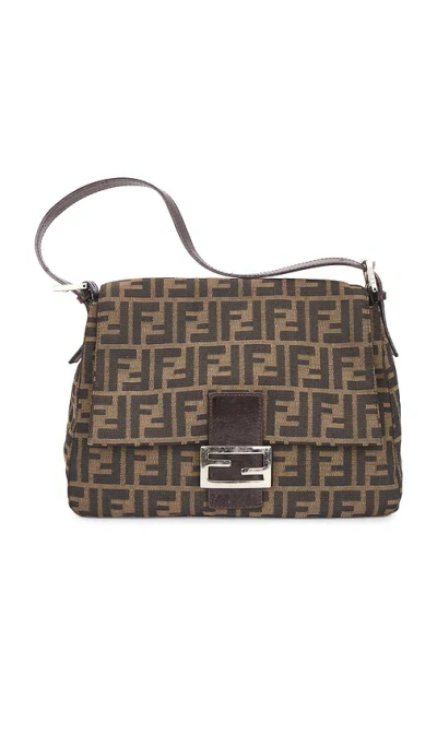 Fwrd Renew Fendi Zucca Mama Forever Baguette Shoulder Bag In Tobacco Brown