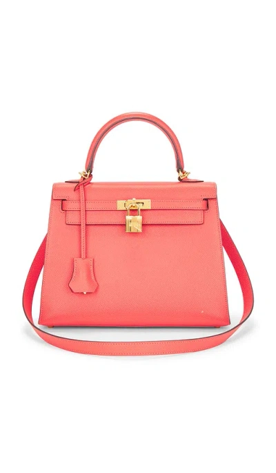 Fwrd Renew Hermes Epsom Kelly 25 Sellier Handbag In Rouge Casaque