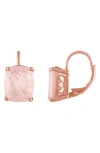 Fzn Cushion-cut Rose Quartz Drop Earrings In Pink