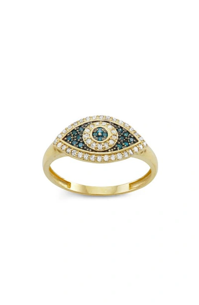 Fzn Evil Eye Diamond Ring In Yellow Gold