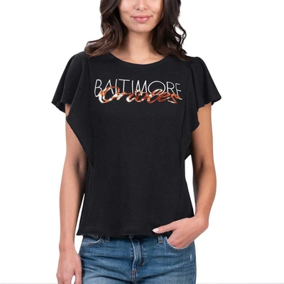 G-iii 4her By Carl Banks Black Baltimore Orioles Crowd Wave T-shirt