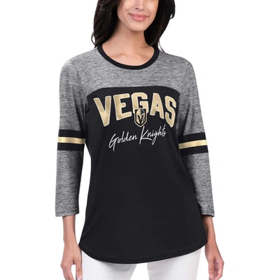 G-iii 4her By Carl Banks Women's  Black Vegas Golden Knights Play The Game 3/4-sleeve T-shirt