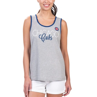 G-iii 4her By Carl Banks Gray Chicago Cubs Fastest Lap Tank Top