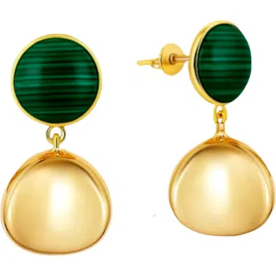 Gabi Rielle Modern Malachite Drop Earrings In Gold