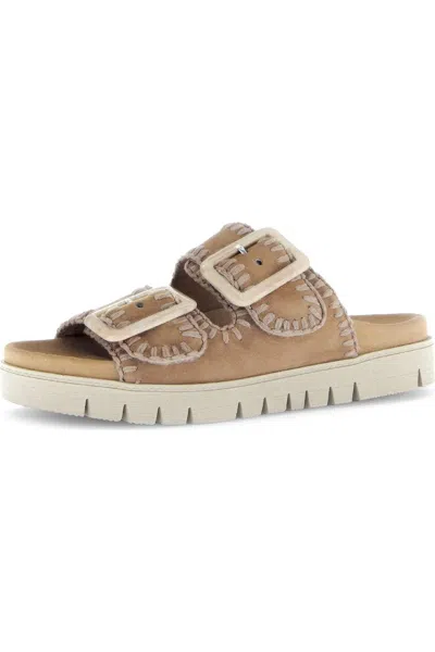 Gabor Women's 2-band Buckle Slide Sandal In Walnut In Beige