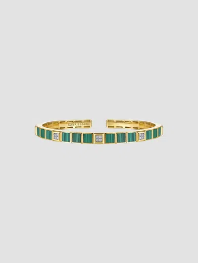 Gabriel & Co. Women's 14k Yellow Gold, Malachite & 0.07 Tcw Diamond Cuff In Blue