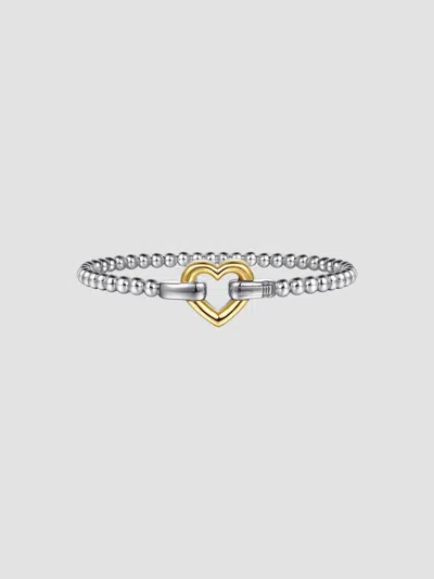 Gabriel & Co. Women's Sterling Silver & 14k Yellow Gold Beaded Heart Bracelet In Metallic