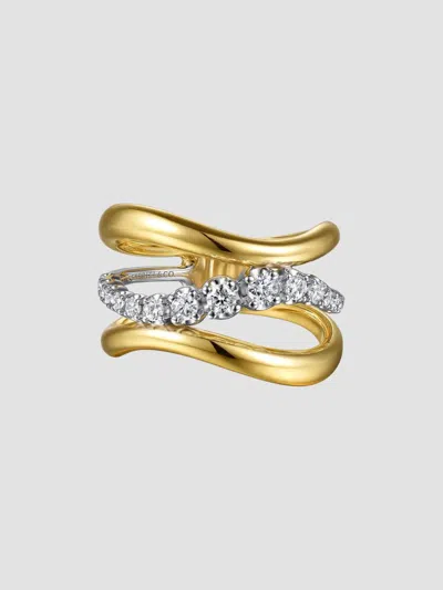Gabriel & Co. Women's Two-tone 14k Gold & 0.35 Tcw Diamond Wavy Triple-band Ring