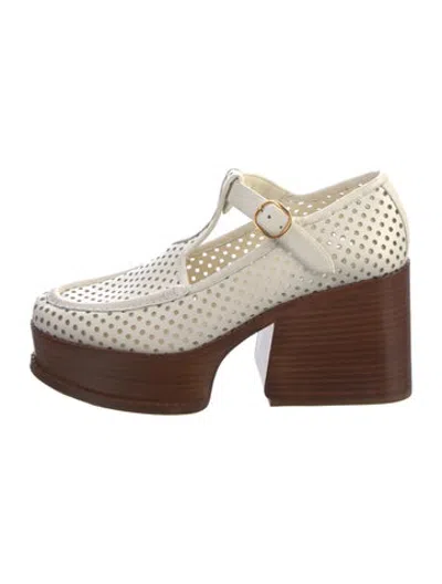 Pre-owned Gabriela Hearst Leather T-strap Pumps In White