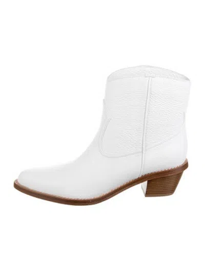 Pre-owned Gabriela Hearst Leather Western Boots W/ Tags In White