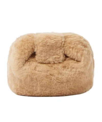 Gabriela Hearst Soft Demi Faux Shearling Clutch In Nude