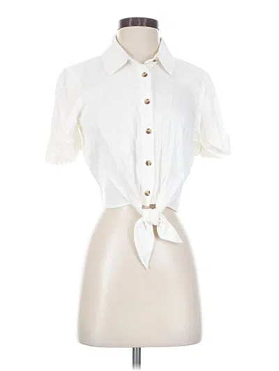 Pre-owned Gal Meets Glam Short Sleeve Button Down Shirt In Ivory