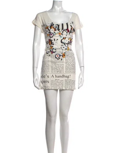 Pre-owned Galliano Graphic Print Mini Dress In White