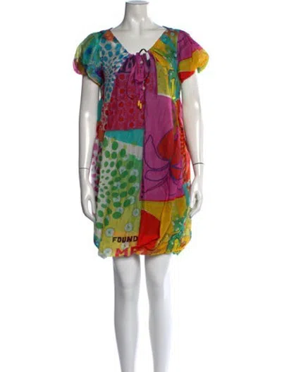 Pre-owned Galliano Vintage Mini Dress In Blue/pink