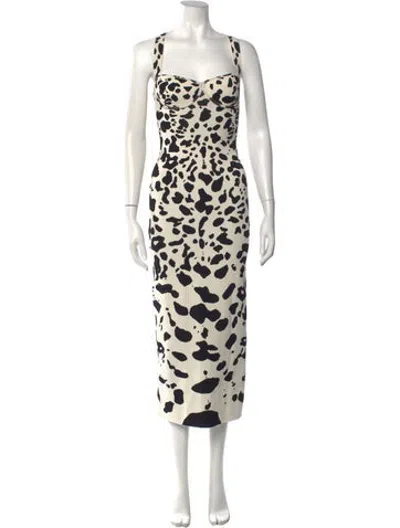 Pre-owned Galvan Animal Print Midi Length Dress W/ Tags In Neutrals