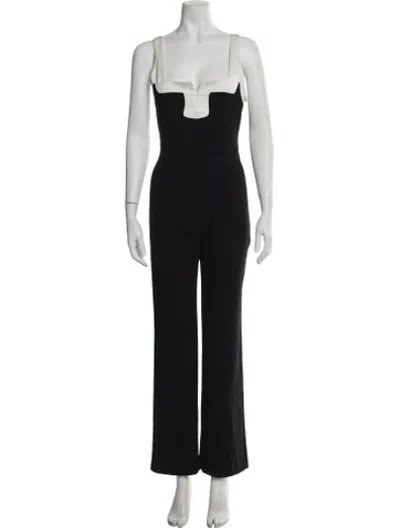 Pre-owned Galvan Colorblock Pattern Scoop Neck Jumpsuit In Black