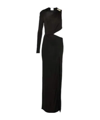 Galvan Cutout One-shoulder Gown In Black