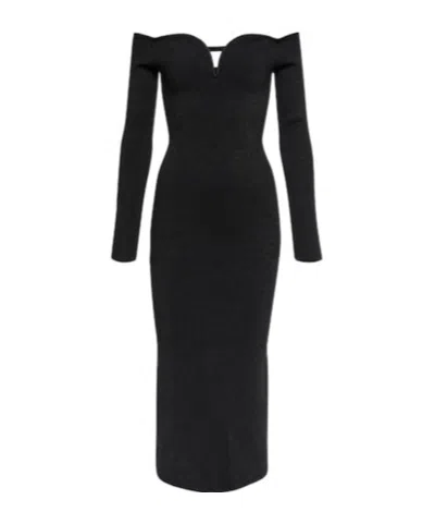 Galvan Grace Off-shoulder Midi Dress In Black