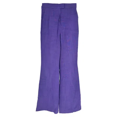 Pre-owned Galvan London Flared Trousers In Purple Viscose