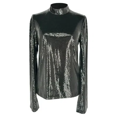 Pre-owned Galvan London Sequined Long Sleeve Top In Black Polyester