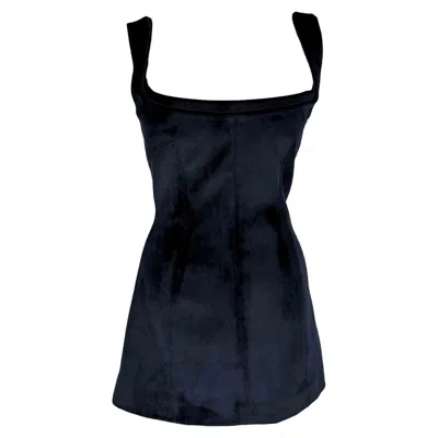 Pre-owned Galvan London Spire Mini Dress In Navy Blue Velvet